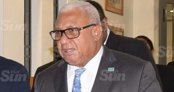 Prime Minister Voreqe Bainimarama outside Parliament on March 26, 2020. Photo: Ronald Kumar.