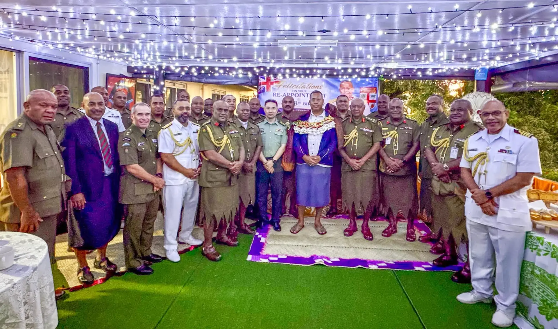 The celebration, held at the Commander's residence, was attended by officers, warrant officers, RFMF personnel, Fiji's defence partners and members of his family.