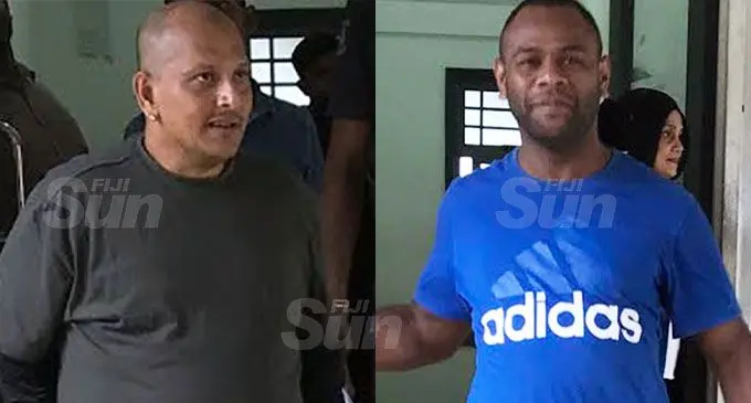 Ritesh Kumar and Simione Serukalou outside the Magistrates Court in Suva on October 5, 2020.Photos: Ashna Kumar