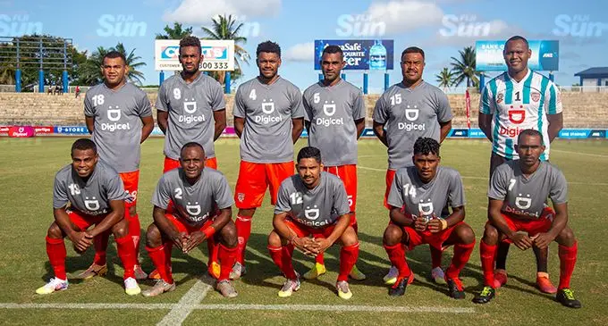 The Babasiga Lions..Back from left: Ilaisa Vulimainavuso, Siotame Kubu, Sekove Naivakananumi, Lekima Gonerau, Ilisoni Tuinawaivuvu, Akuila Mataisuva. Front (from left): Apenisa Anare, Lino Iliesa, Ashnil Raju, Melvin Mani and Edwin Sahayam beofre their game against Rewa at the ANZ Stadium, Suva on November 15, 2021. Photo: Leon Lord