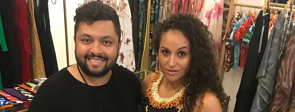 Fashion Council of Fiji chairperson Faraz Ali with Angela Stadelmann during a photoshoot. Photo: Maraia Vula