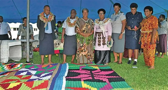 Second from left, Minister for Agriculture, Waterways, Rural and Maritime Development co- Assistant Minister Jale Sigarara and four from left, Assistant Minister for iTaukei Affairs Selai Adimaitoga with delegates at the Lau Provincial Council meeting in Lakeba, Lau. Photo: DEPTFO News