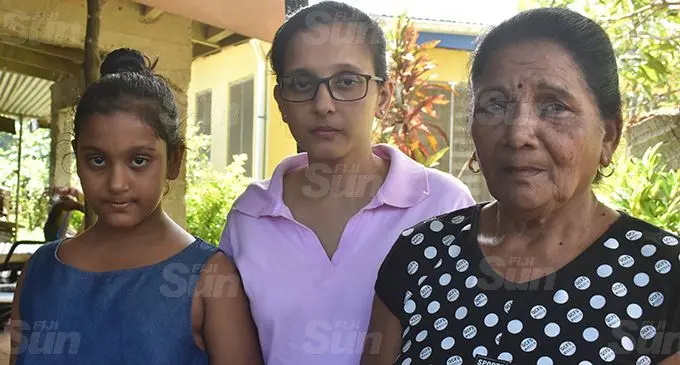 Geeta Kumar Chand (middle), with daughter, Rashna Chand and grandmother, Bhijba Wati at their home in Legalega in Nadi.  Photo: Mereleki Nai