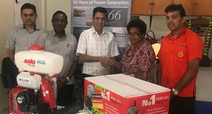 From left , Reddy Group Accountant , Sanil Padarath, Reddy Group Corporate Finance Director, Gayanend , Clyde Equipment General Manager, Praful Dhokai, Divisional Medical Officer , Dr Susana Nakalevu and West Divisional Health Inspector , Rakesh Kumar in Lautoka on March 6, 2018.  Photo: Arieta Vakasukawaqa.