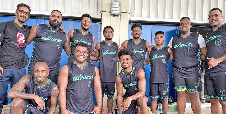 Islanders basketball team during the Vodafone Fiji Cup at the Vodafone Arena on March 13, 2025. Photo: Ioane Asioli