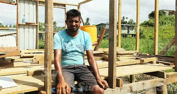Shelvin Ram has begun rebuilding his home in Navosai, Narere on April 15, 2020. Photo: Inoke Rabonu