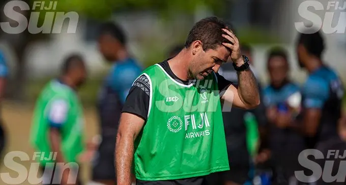 Fiji Airways Fijian 7s head coach Gareth Baber feels the heat after the team failed to defend their title at the New Zealand 7s in Hamilton on January 26, 2020.  Photo: Bruce Southwick/ZoomFiji