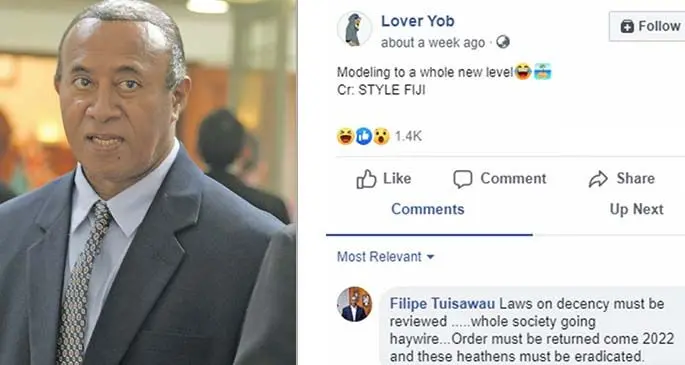 SODELPA president Ro Filipe Tuisawau and a screenshot comment posted by the president of the SODELPA Ro Filipe Tuisawau.