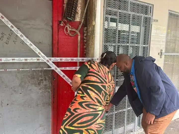 Health inspectors seal off a restaurant in Suva after finding poor hygiene standards during a routine inspection