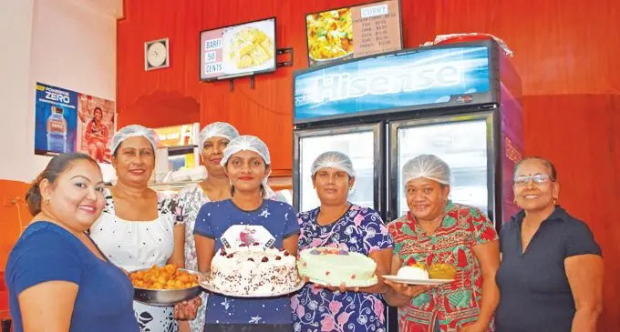 Owner of the Pastry Heart Restaurant Achal Prasad (left) with some of her staff. Photo: Shratika Naidu