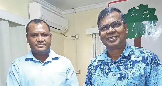 National Federation Party provisional candidate, Sekonaia Rabukaduadua, and leader Biman Prasad