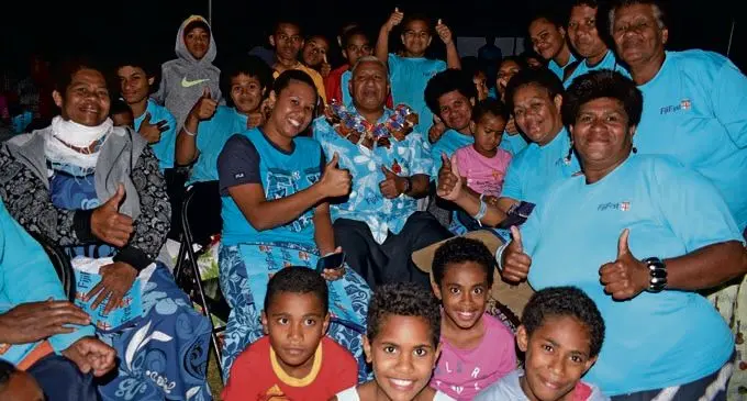 Prime Minister Voreqe Bainimarama with supporters in Savusavu on November 2, 2018.  Photo: Jyoti Pratibha