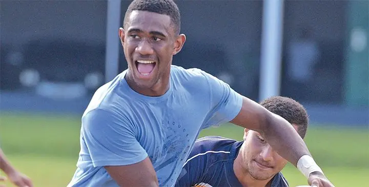 Marist Brothers High School Under 18 captain Vuate Karawalevu (with ball) during training on July 31, 2019. Photo: Ronald Kumar.