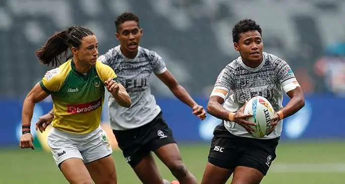 Fiji Airways Fijiana 7s rover Viniana Riwai on attack against Brazil during the Sydney Sevens in Australia on February 1, 2020. Photo: World Rugby
