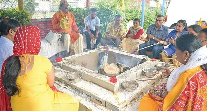 Twelve hours of Maha Shivratri Yagya (Lord Shiva prayers) at the Shiv Temple in Samabula on March 11, 2021.  Photo: Ronald Kumar