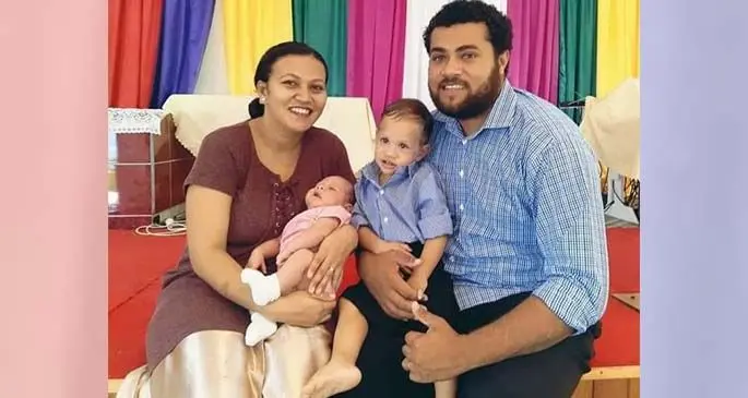 Adalyn and Sonny Ramatau with their children.