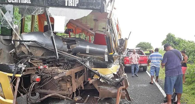 The scene after the crash at Nakeba Stretch, Taveuni.