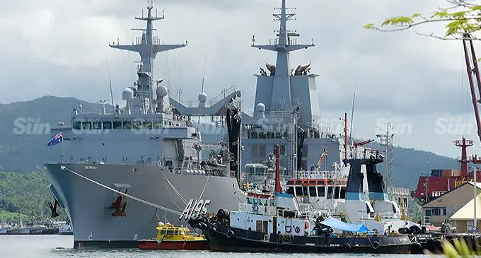 Australian Navy vessel HMAS A195 berthed at Kings Wharf in Suva on February 22, 2022. Photo: Ronald Kumar.