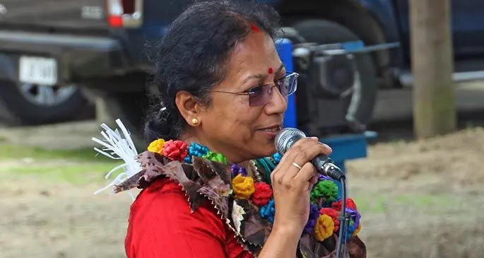 The Indian High Commissioner to Fiji Her Excellency Padmaja while making her address at event. 