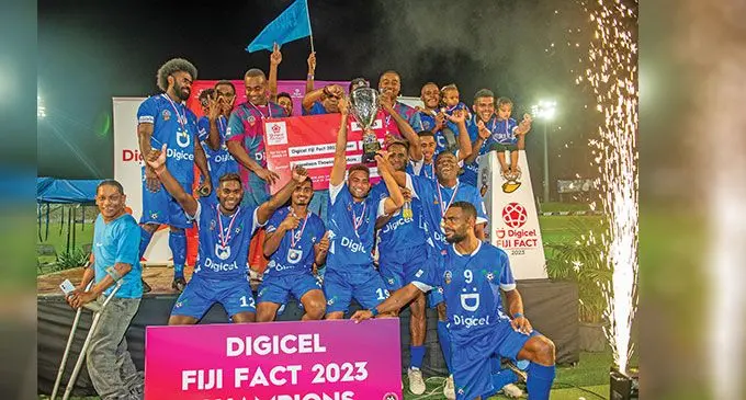 The victorious Lautoka Football team after their win at the Digicel Fiji FACT championship. Photo: Leon Lord