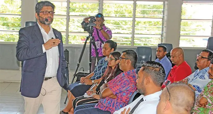 Attorney-General and Minister for Economy Aiyaz Sayed- Khaiyum during the first public in-person national budget consultation at the Labasa Civic Centre on March 2, 2019. Photo: DEPTFO News