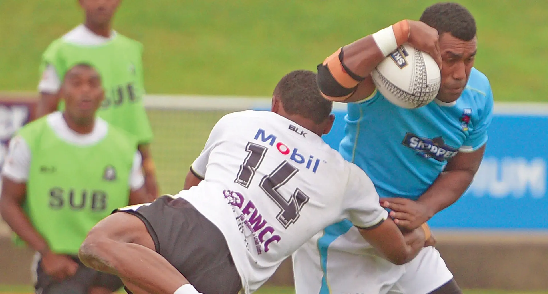 Suva’s Misaele Petero on his way for his third try against Nadroga.  Photo: Ronald Kumar