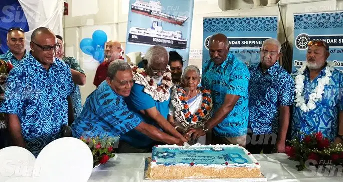 Goundar Shipping Limited (GSL) managing director George Goundar (third from right) with family and staff celebrate Goundar Shipping Limited 8th anniversary at Port Mua-i-Walu 2 in Walu Bay on  September 20, 2019. Photo: Wati Talebula