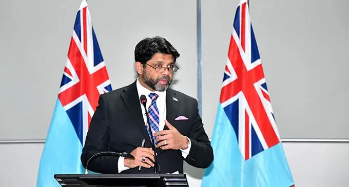 Attorney-General and Minister for Economy and Civil Service Aiyaz Sayed-Khaiyum at the press conference in Suva on March 31, 2020.   Photo: DEPTFO News