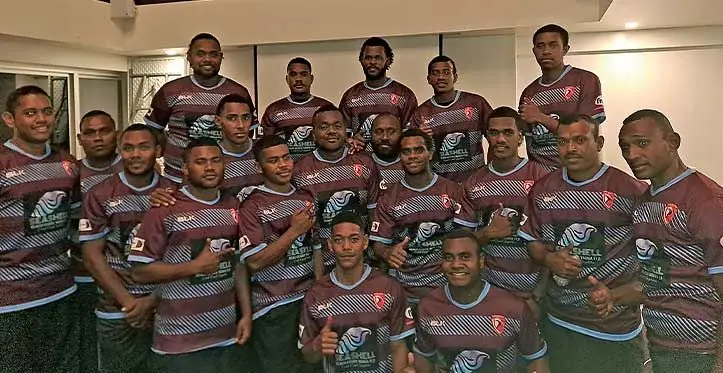 Vanuabalavu rugby players in their new outfit at Suva’s Peninsula Hotel on July 15, 2023. Photo: Supplied