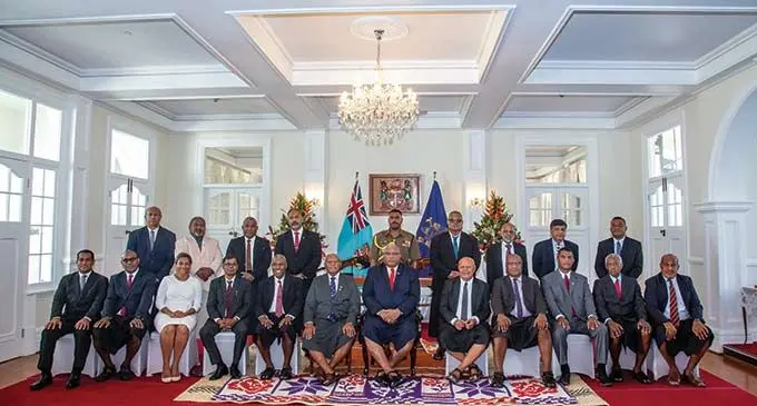 President Ratu Wiliame Katonivere with cabinet ministers of the coalition Government. Photo: Leon Lord