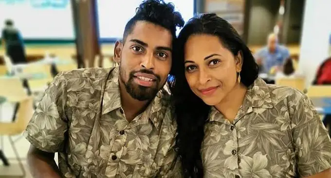 Roy Krishna with wife Naziah Ali-Krishna at the Nadi International Airport on August 22, 2019.