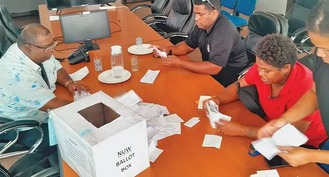 National Union of Workers and Ministry of Employment officials at the Ministry of Employment in Namaka, Nadi, on May 17, 2024. Photo: National Union of Workers