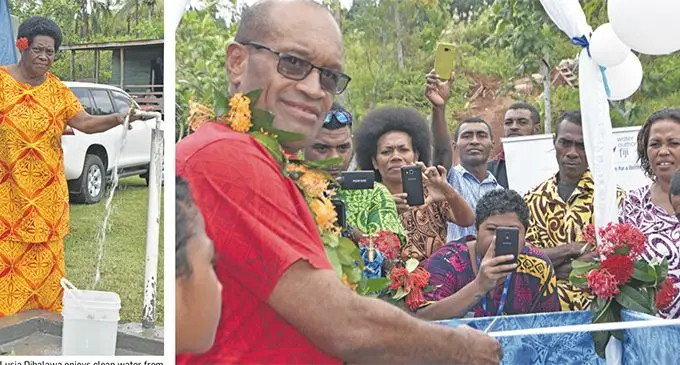 Minister for Infrastructure Jone Usamate officiates water project at Nakavika on February 28, 2019. Photo: Laisa Lui