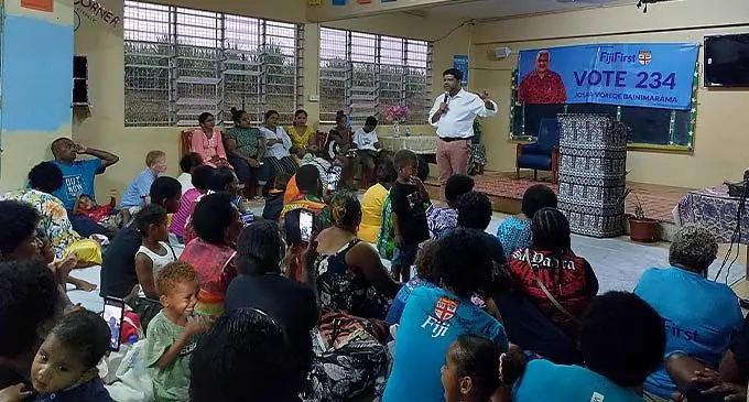 FijiFirst Party general-secretary, Aiyaz Sayed-Khaiyum speaking at Balata Secondary School in Tavua on December 6, 2022. Photo: Nicolette Chambers