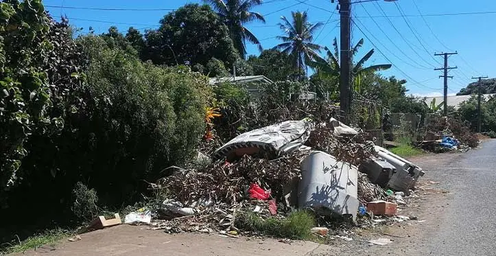 Household rubbish and green waste pile up at the roadside at Votualevu Housing in Nadi. Photo: Mereleki Nai