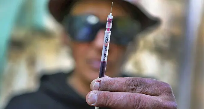 The practice of bluetoothing is a way of withdrawing blood after a hit and injecting it into a second person.