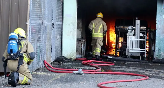 Firefighters putting out the fire from the boiler room at CWM Hospital on May 26, 2019.   Photo: Simione Haravanua