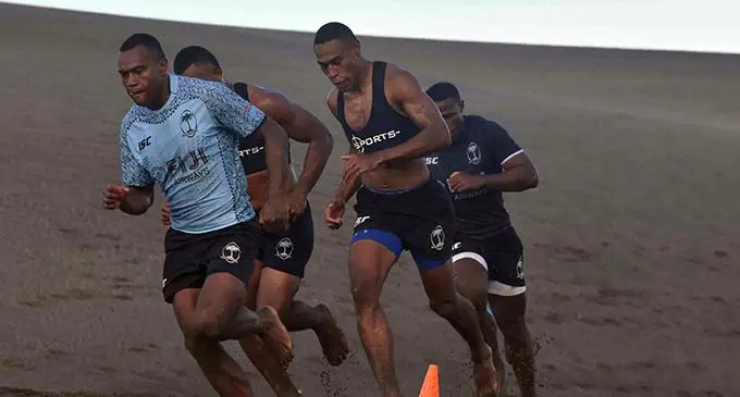 Fiji Airways 7's team during training at the Sigatoka Sand Dunes National Park on Saturday 16 February, 2019.  Photo: WAISEA NASOKIA