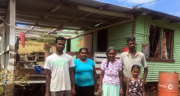 Paulus Naidu with his family at their home in Korovatu, Labasa.