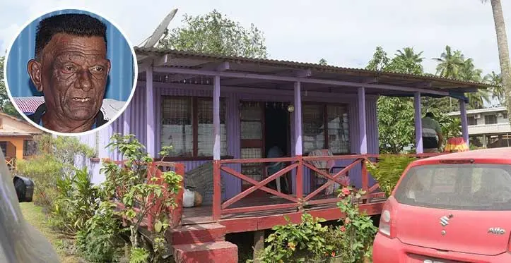 This is the home where Maya Wati, 65, was beaten and robbed in broad daylight at Koronivia, Nausori, on November 7, 2023. Photo: Ronald Kumar/Inset: Ami Chand
