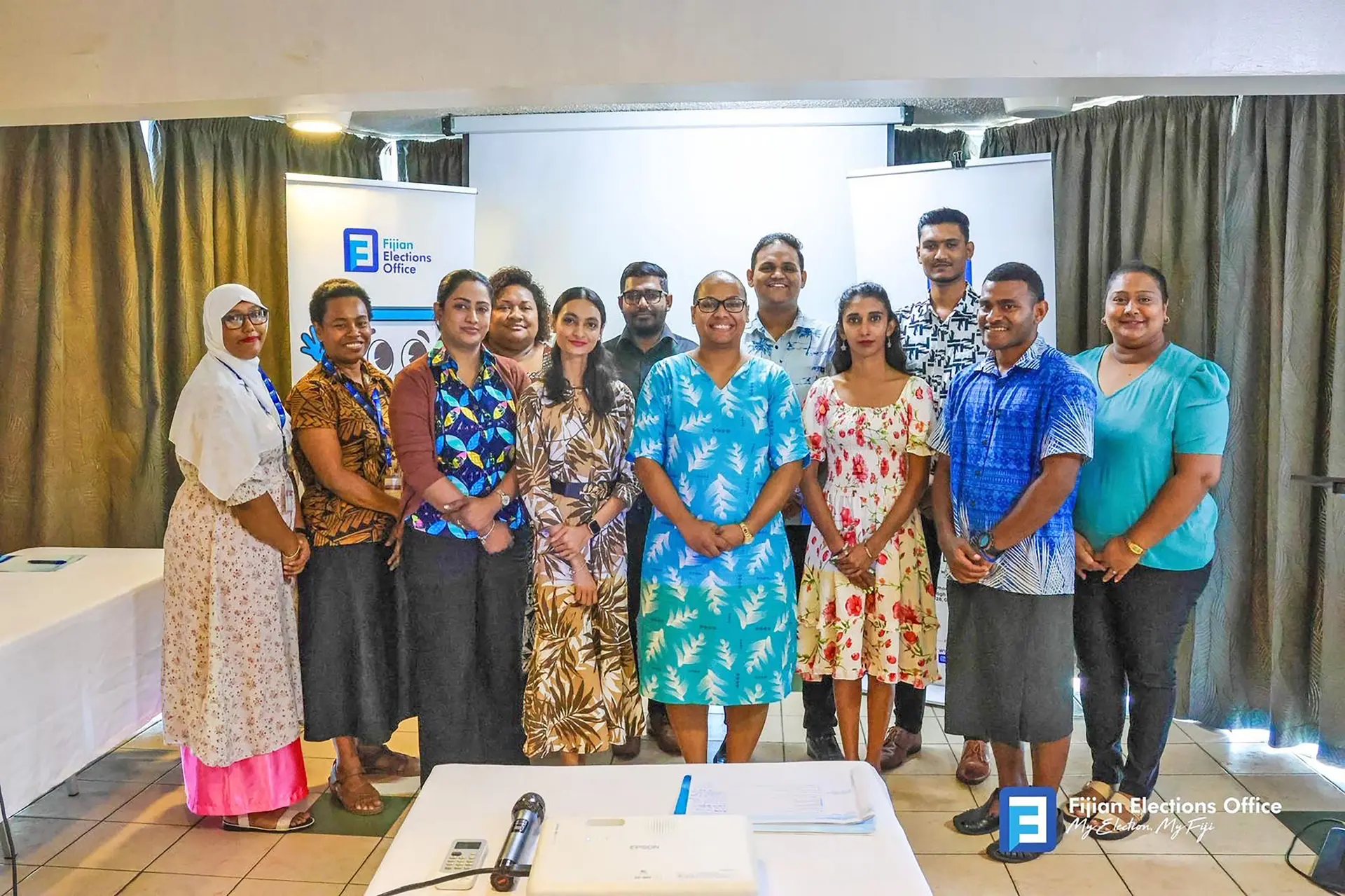 Supervisor of Elections Ana Mataiciwa, fifth from left, and participants of an earlier outreach programme . 