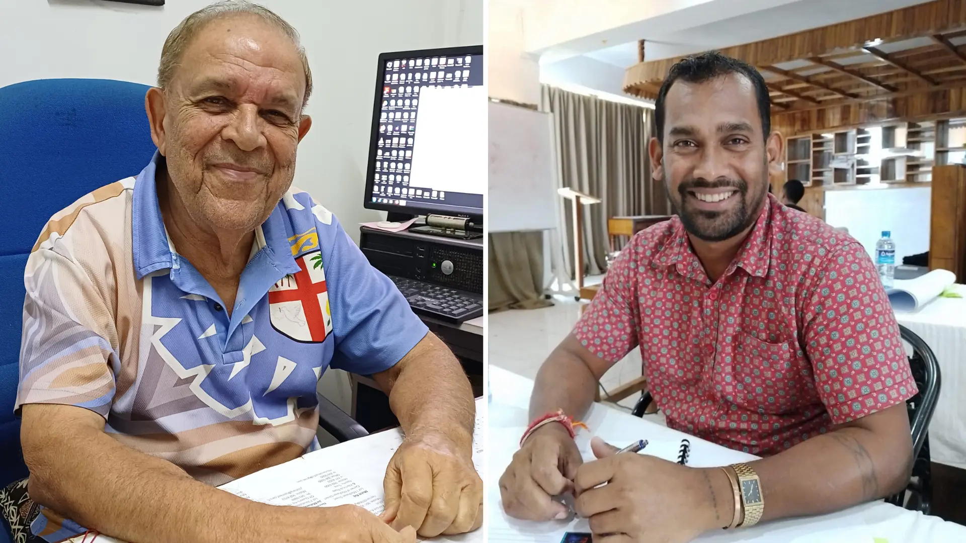 Labasa Town Council special administrator Paul Jaduram and Shree Sanatan Dharm Pratinidhi Sabha Fiji Labasa Sanatan Sabha president Avitesh Deo 