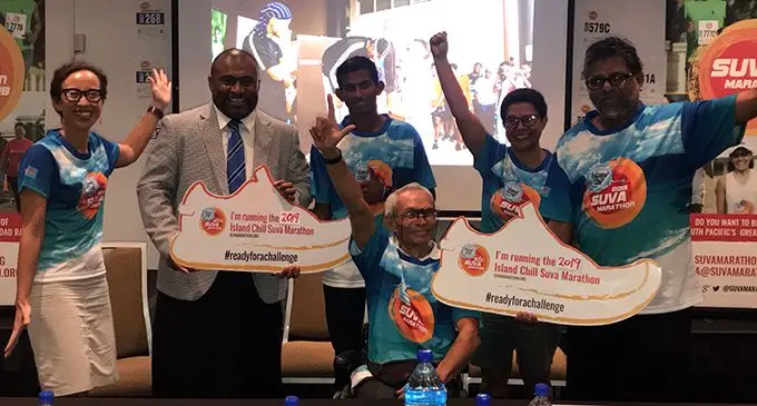 Standing from left; Gina Lee, Minister for Health Dr Ifereimi Waqainabete, Yeshnil Karan, Cathy Wong and MH Group retail and marketing director Kunaseelan Sabaratnam.  Front: Francis Shung at Holiday Inn, Suva.   Photo: Grace Narayan