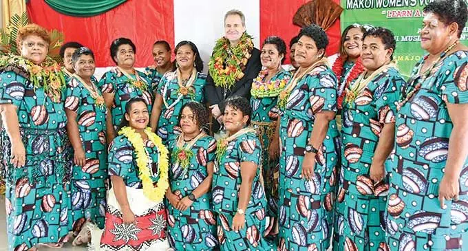 Australian Deputy High Commissioner to Fiji Paul Wilson with the women of Doi Village in Ono-i-Lau after their graduation on April 1, 2022. Photo: Inoke Rabonu