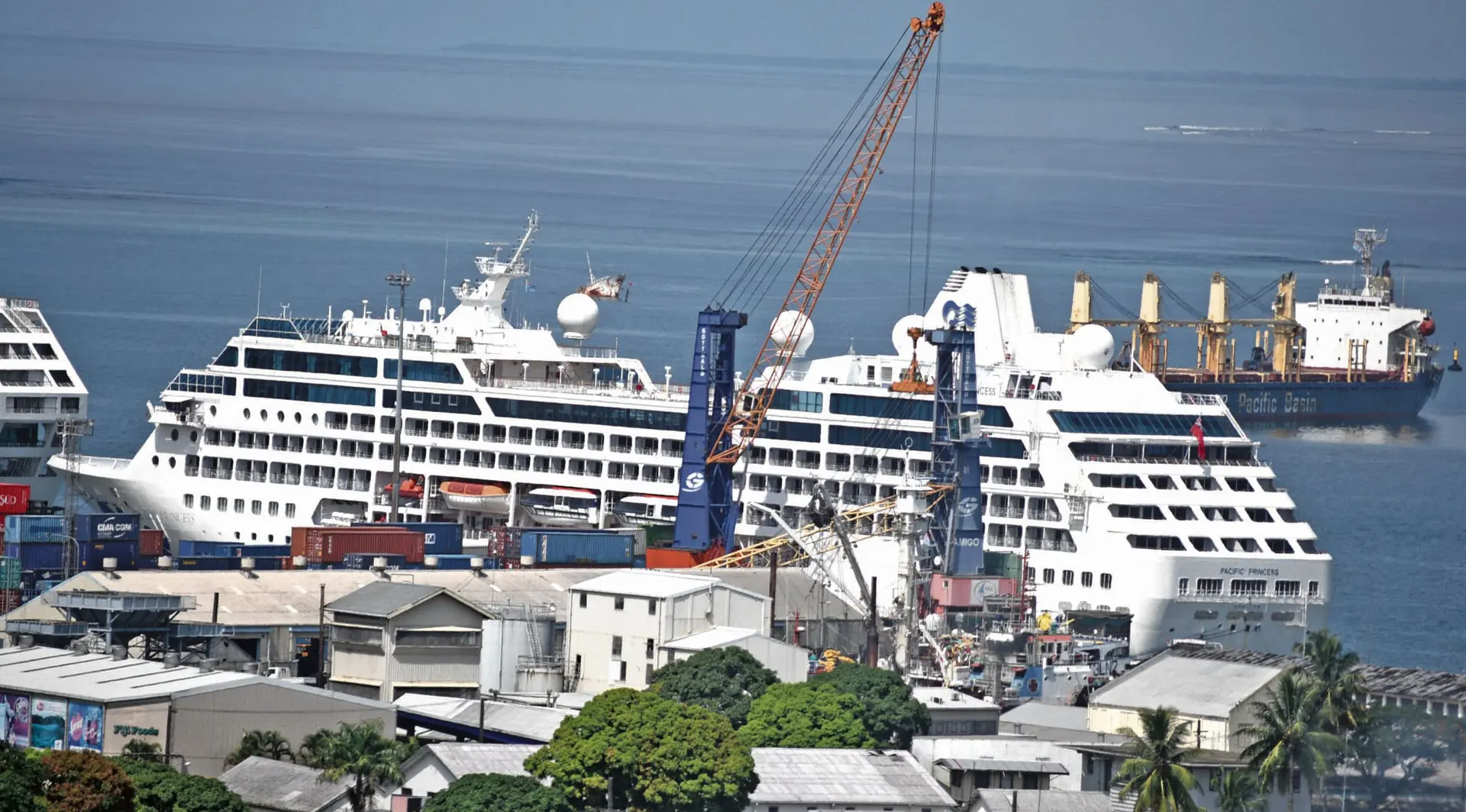 One of the tw cruize liners, Pacific Princess berth at Kings Wharf on February 6, 2018. Photo: Ronald Kumar.