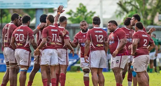 Lautoka rugby players having a team talk at Ratu Cakobau Park, Nausori, on April 20, 2024. Photo: Josua Buredua