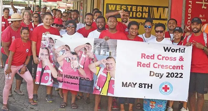 Fiji Red cross staff and volunteers during World Red Cross and Red crescent day march in Suva on May 6, 2022. Photo: Ronald Kumar