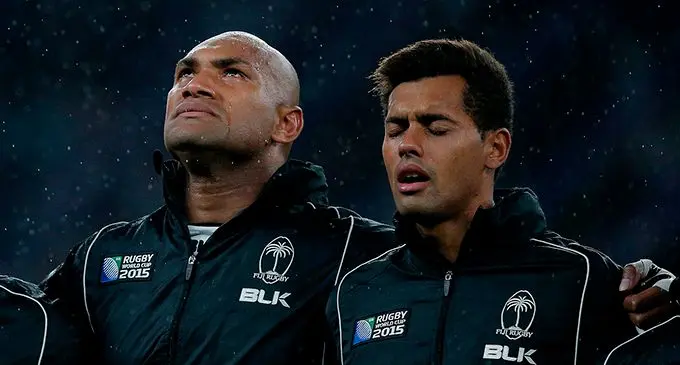 Fiji  Airways Flying Fijians Nemani Nadolo and Ben Volavola during the 2015 World Cup.  Photo: Zimbio