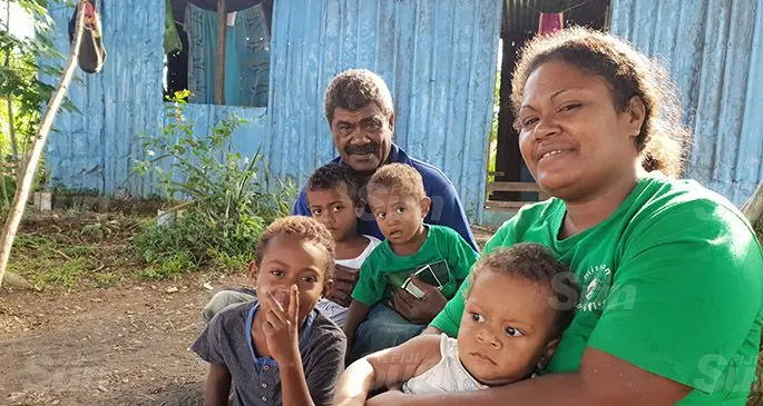 Laitileta Ranadi, with her children Junior Ilaisa Salobo, Joshua Maika Vueti, Waisale Dravou, Apisai Nadore and father, Sekove Waiduiru outside their home on June 13, 2020. Photo: Nicolette Chambers
