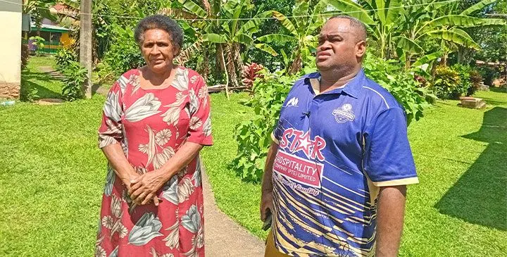 Dratabu Village headman Iliesa Ranitu, right, with mataqali o Nadala head Anaisi Naulu in Nadi. Photo: Waisea Nasokia